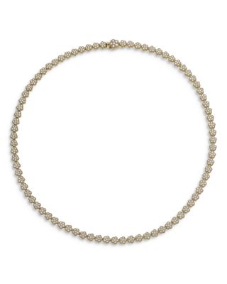 18K Yellow Gold Daisy Diamond Flower All Around Collar Necklace, 16&amp;quot;