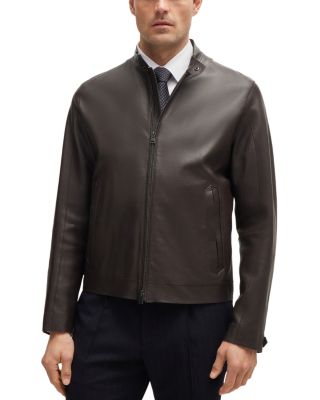 BOSS - Mikero Zip Front Leather Jacket