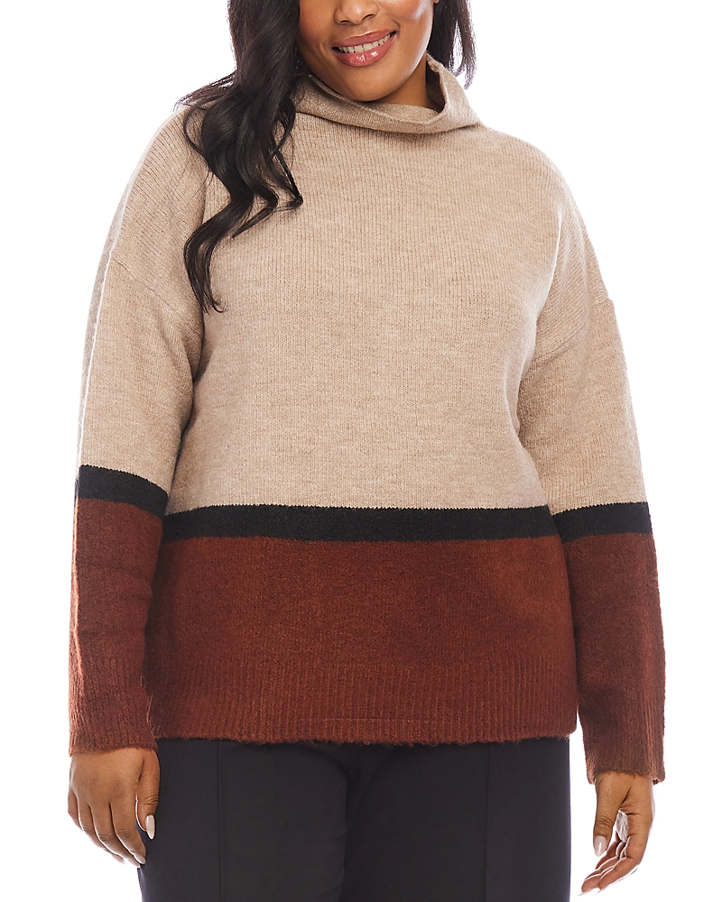 Karen Kane Colorblock Turtleneck Sweater In Multi