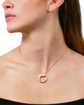 18K Yellow Gold Like Diamond Pav&eacute; Circle Pendant Necklace, 14-16" - Exclusive, Italy Campaign