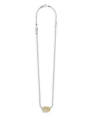 18K Yellow Gold & Sterling Silver Signature Caviar Diamond Interlocking Pendant Necklace, 16-18"