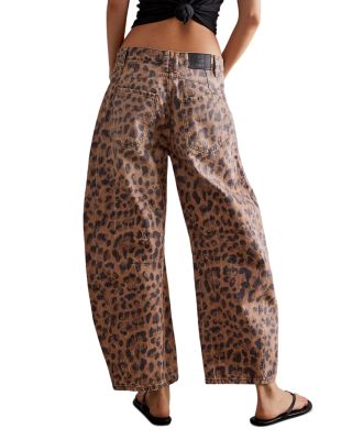 We The Free Good Luck Leopard Barrel Leg Jeans in Brown Sugar