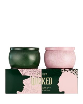 Voluspa Limited Edition Wicked Pink Goes Good with Green Mini Tin Candle Duo Gift Set