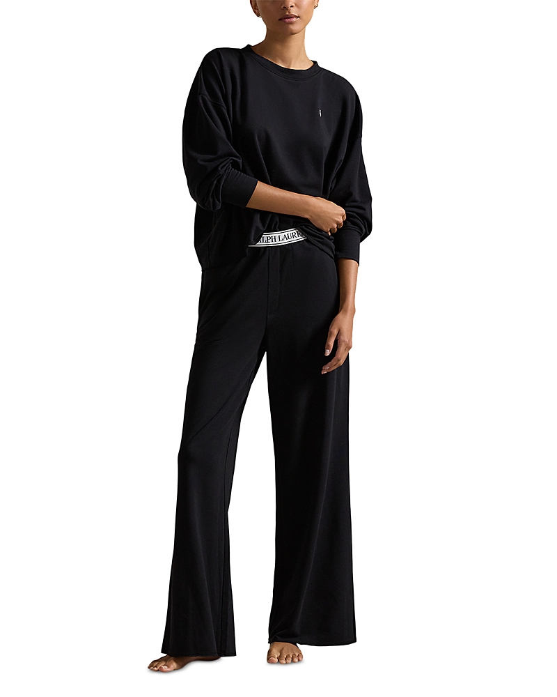 Polo Ralph Lauren Wide-leg Velvet Jersey Sweatpants In Polo Black
