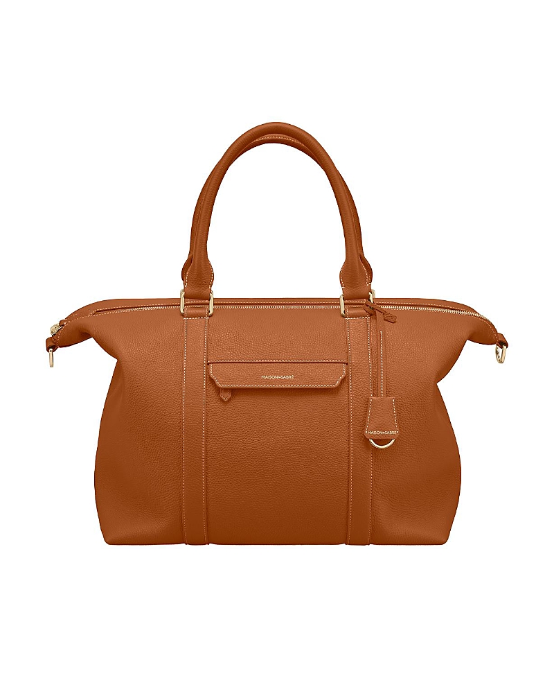 Maison De Sabre Large Leather Weekender Bag In Pecan Brown