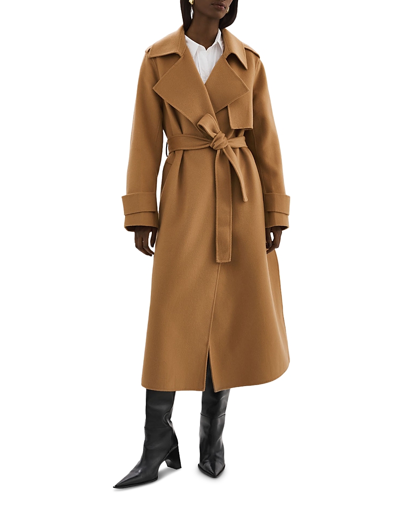 Lamarque Margaret Wool Trench Coat In Camel