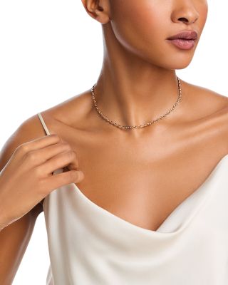 14K Yellow Gold Heavy Metal Mariner Link Chain Collar Necklace, 14-16"