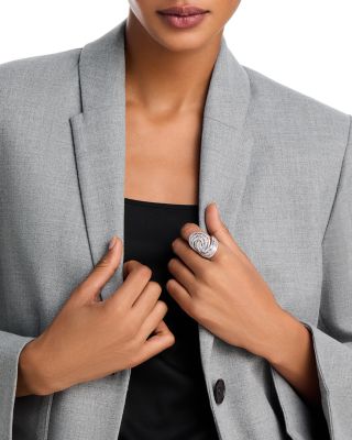 Diamond Pav&eacute; Multirow Swirl Statement Ring in 14K White Gold, 2.50 tcw 