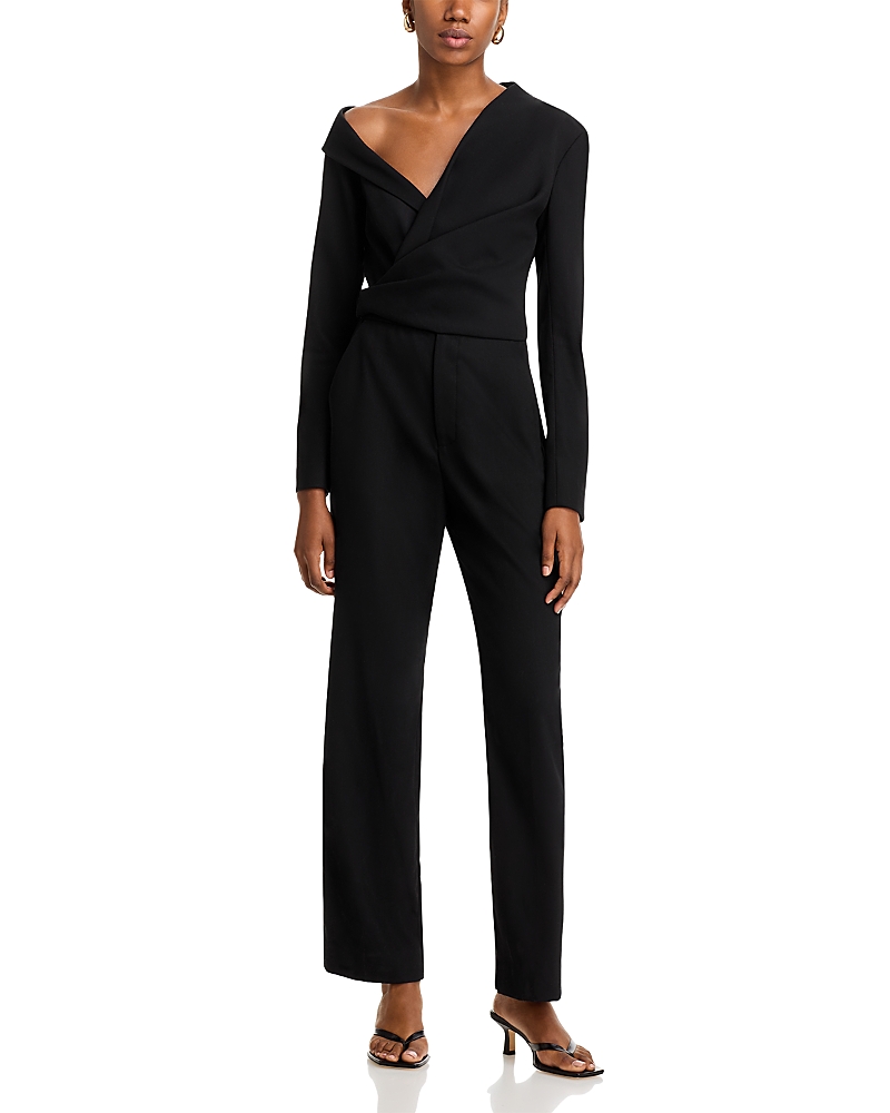 A.l.c Skyla Asymmetric Cropped Twill Jumpsuit In Black