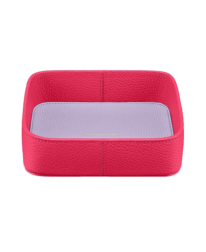 Maison De Sabre Leather Catchall Tray In Fuchsia Lavender