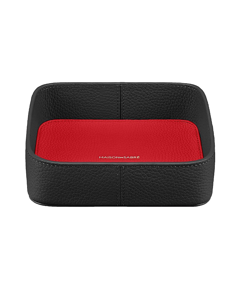 Maison De Sabre Leather Catchall Tray In Rouge Noir