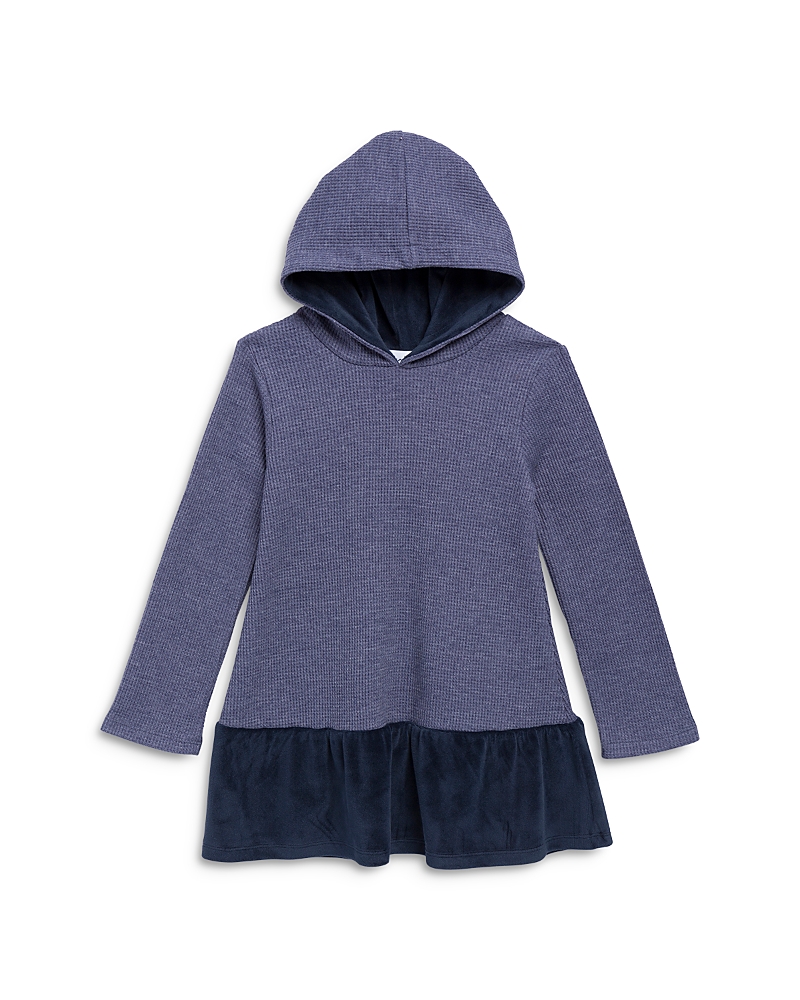 SPLENDID GIRLS' HOODED WAFFLE KNIT VELOUR FLOUNCE DRESS - LITTLE KID