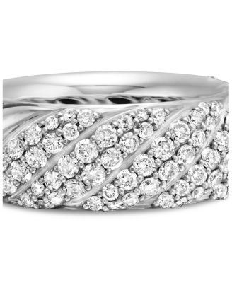 Sterling Silver Faceted Diamond Pav&eacute; Ring