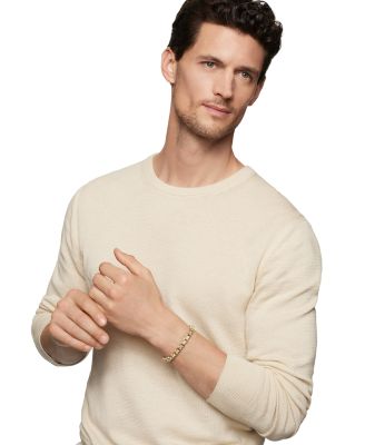 Men's Box Chain Bracelet in 18K Yellow Gold with Diamonds, 7.3mm