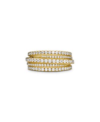 Pave Crossover Ring in 18K Yellow Gold with Diamonds, 11mm