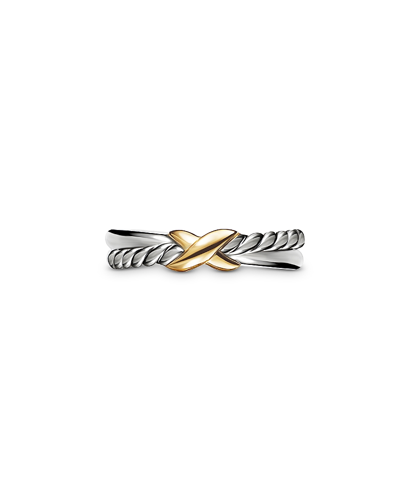 Petite X Ring in Sterling Silver with 18K Yellow Gold, 4mm