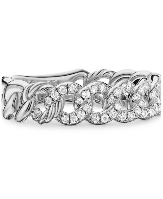 Belmont Curb Link Narrow Ring with Pav&amp;eacute; Diamonds