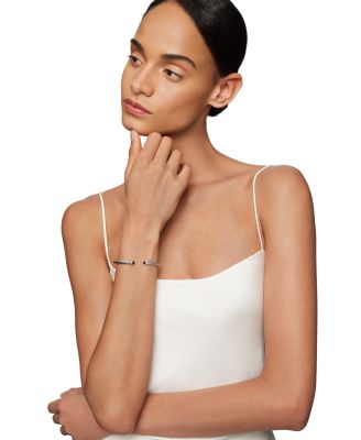 Sterling Silver Cable Classic Bracelet with Black Onyx & Diamonds 