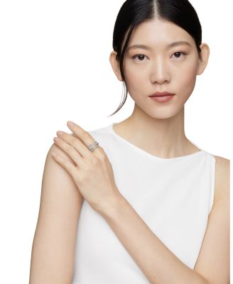 Crossover Ring in Sterling Silver with Diamonds, 12mm