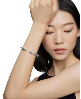 Sterling Silver Cable Bracelet with Diamonds