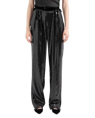 Emporio Armani - Belted Micro Sequin Trousers