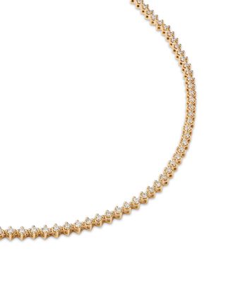 14K Yellow Gold Lab Grown Diamond Tennis Necklace, 16"