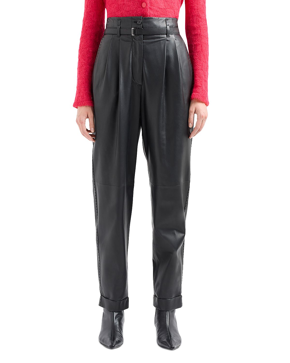 Emporio Armani Belted Leather Pants