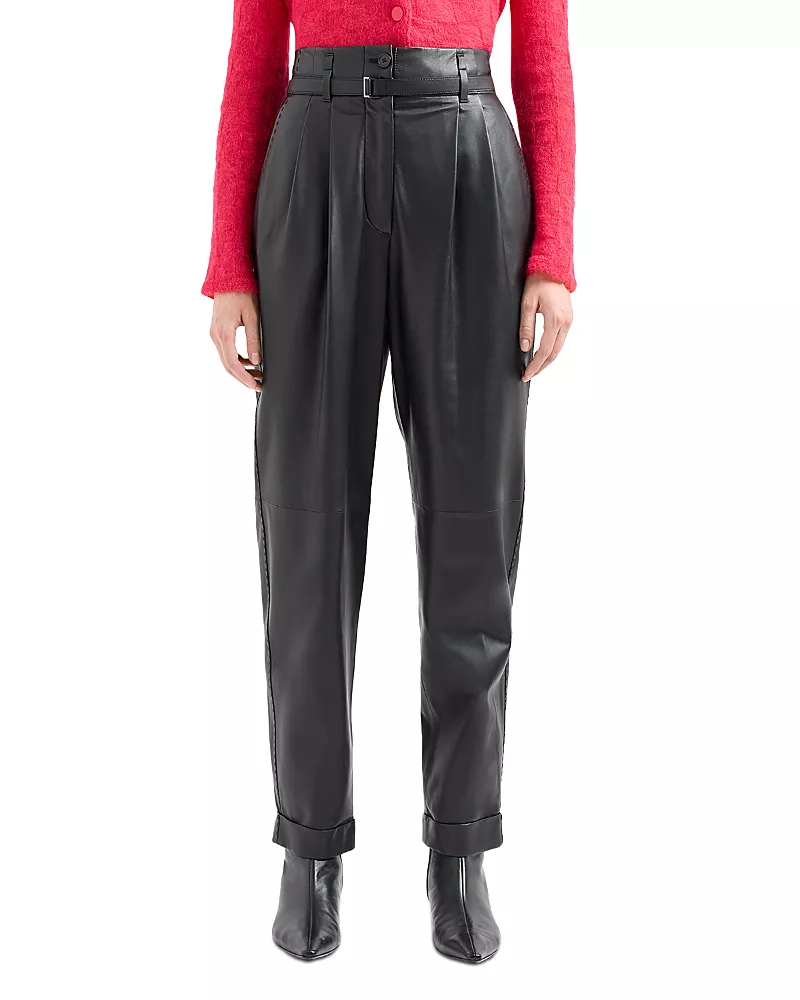 Emporio Armani Belted Leather Pants