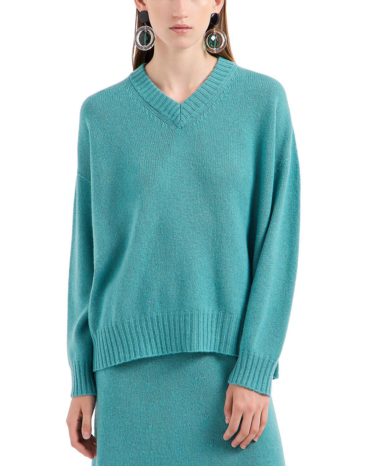 Emporio Armani Seamless Plain Knit V Neck Sweater