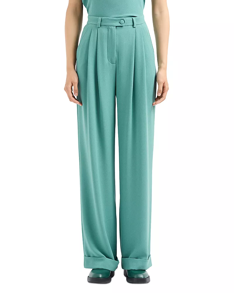 Emporio Armani Stretch Polyester Trousers with Rolled Cuffs