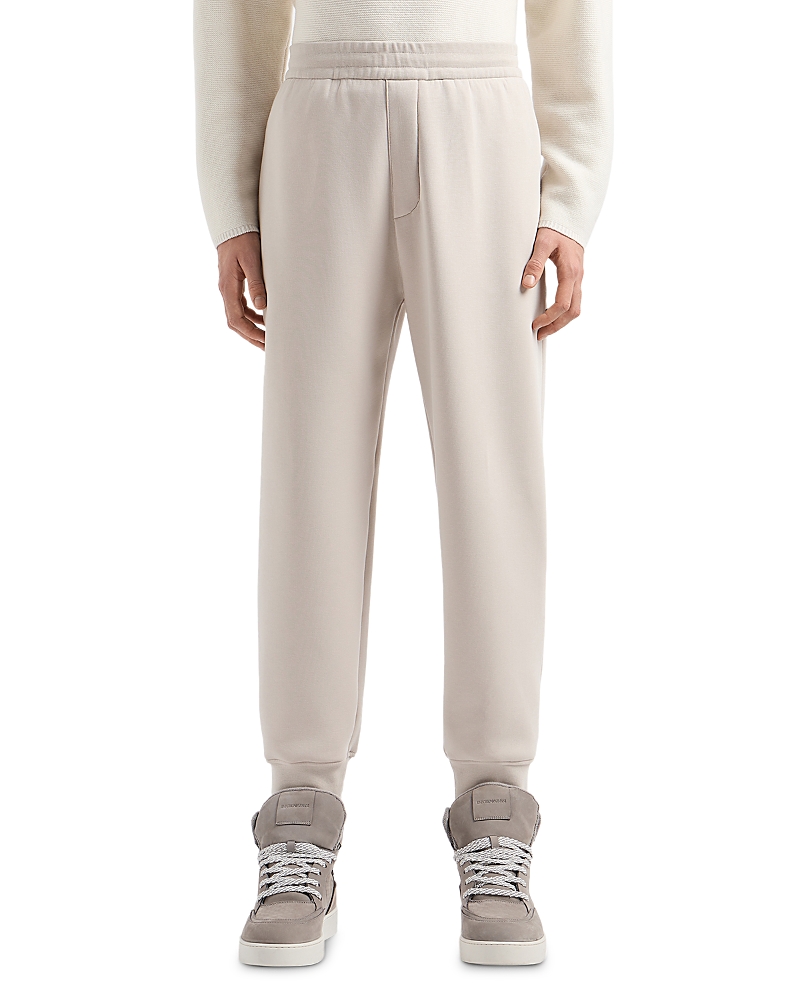 Emporio Armani Fleece Jogger Pants In Silver Cloud