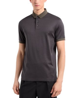 Emporio Armani - Cotton Jersey Hexagon Jacquard Regular Fit Polo Shirt