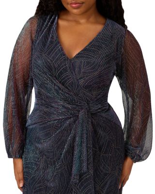 Plus Size Metallic Mesh Gown