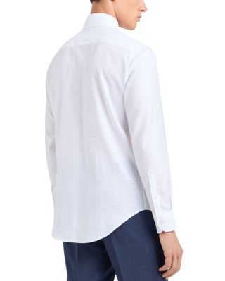 Cotton Shirt with Allover Micro Jacquard Motif