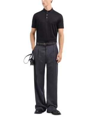 Jersey Knit Regular Fit Band Collar Polo Shirt