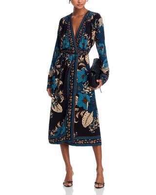 Blossom Tapestry Black Midi Dress