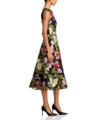 Floral Jacquard A Line Dress