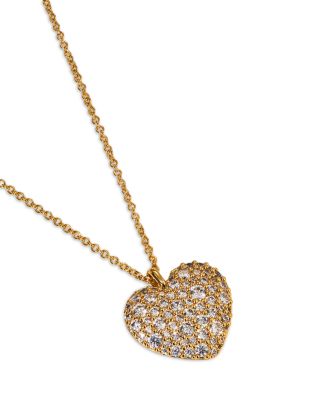 Cubic Zirconia Heart Pendant Necklace in 18K Gold Plated, 16"-18"