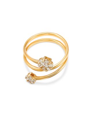 Diamond Floral Spiral Ring in 14K Yellow Gold, 0.46 tcw
