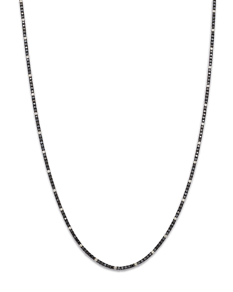 Bloomingdale’s Fine Collection Black & White Diamond Tennis Necklace in 14K White Gold, 3.6 tcw