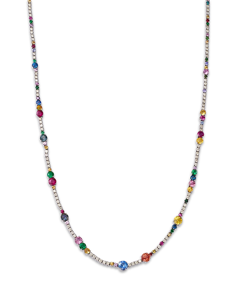 Bloomingdale's Fine Collection Multi Gemstone & Diamond Collar Necklace In 14k White Gold, 16 In Multi