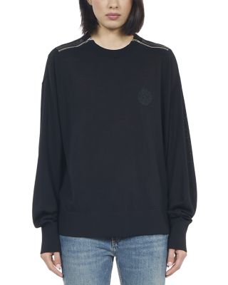 The Kooples Wool Leather Trim Sweater