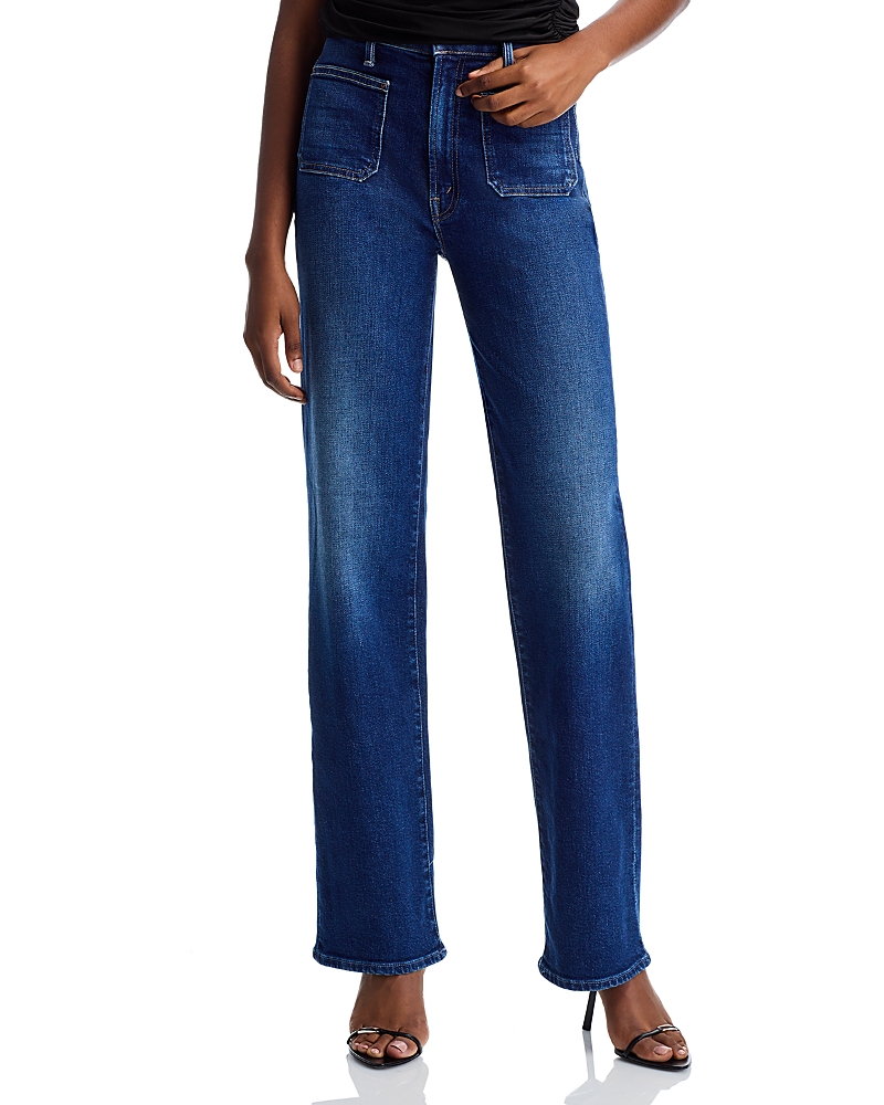 Mother Hustler Roller Sneak High-rise Wide-leg Jeans In Blue