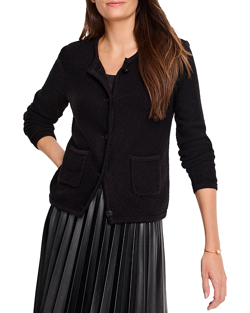 Nic + Zoe Nic+zoe Textured Sweater Jacket In Black Onyx