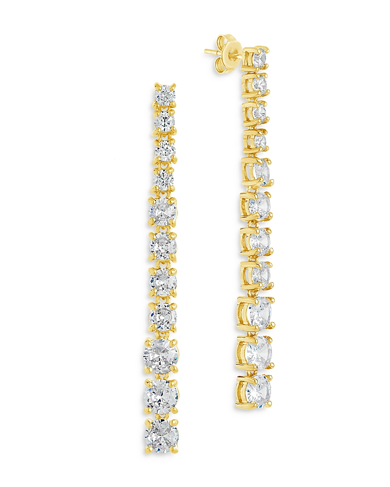 Sterling Forever Natasha Cz Drop Stud Earrings In Gold