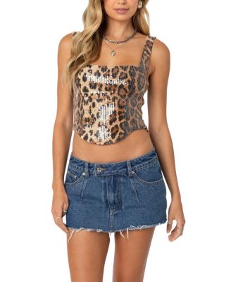 Edikted - Sequin Leopard Printed Top