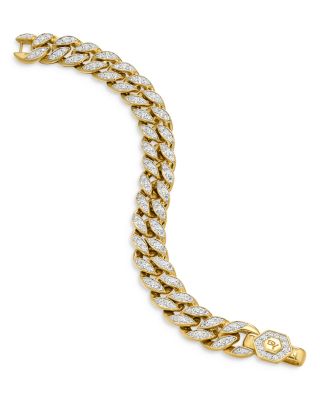 Curb Chain Bracelet in 18K Yellow Gold with Diamonds, 11.5mm