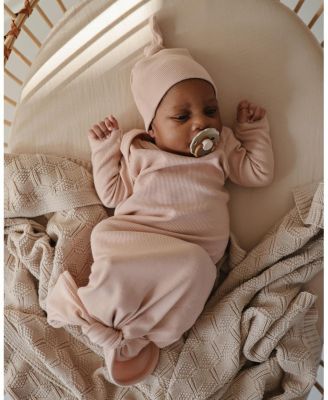 Ribbed Knotted Baby Gown + Beanie