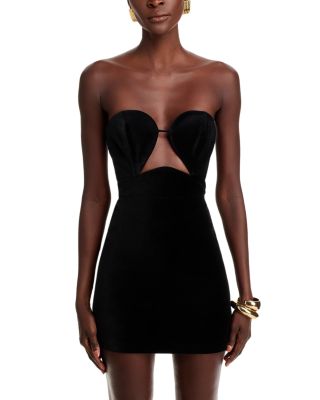 BCBGMAXAZRIA Women's Mini Cocktail Dress - Fit & Flare, Long Puff Sleeves, V-Neck With Pockets, 100% Polyester