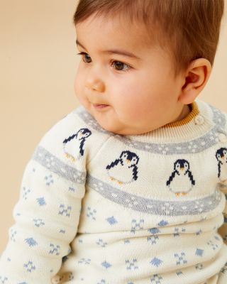 Unisex Penguin Fair Isle Knitted Jumpsuit - Baby